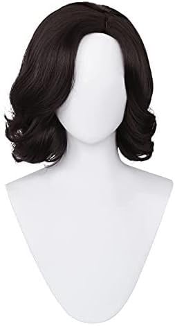 Wig Anime Cosplay Perücke for Lady Alcina Dimitrescu Cosplay Perücke Madam Biohazard Retro kurze schwarze gewellte Haare Frauen Anime Party Perücken von HOWGARI