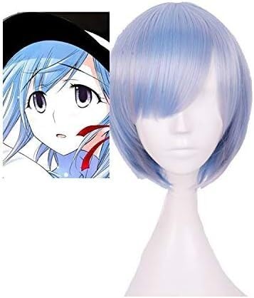 Wig Anime Cosplay Plunderer Hina Cosplay Perücke Mädchen Frauen Hellblau Kurze Perücke Kimono Cosplay Perücke Carnical Comic Con Prop Plunderer Blau von HOWGARI