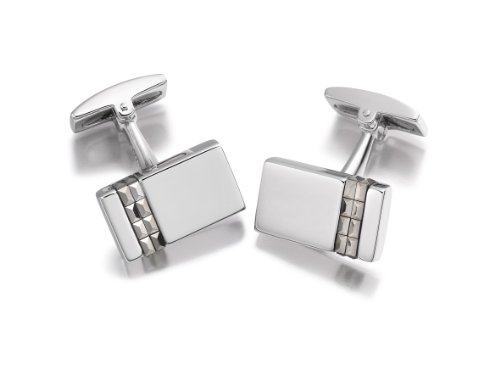 HOXTON LONDON Herren-Manschettenknöpfe Sterling Silber Vertical Markasit Set Rectangle 0.74.1212 von Hoxton London