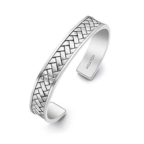 Hoxton London Herren-Armspangen 925 Sterling Silber Pattern Cuff Bangle 0.35.2710 von Hoxton London