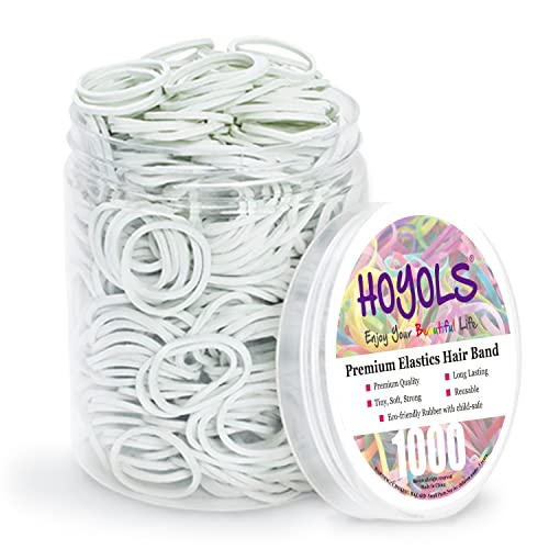 HOYOLS 1.2cm Kleine Weiße Gummibänder Haarbänder Gummibänder Mini Kleinkind Zöpfe Pferdeschwanz Halter für Mädchen Kinder dicke Haare Gummibänder keine Beschädigung Handwerk Büro 1000pcs (S) von HOYOLS