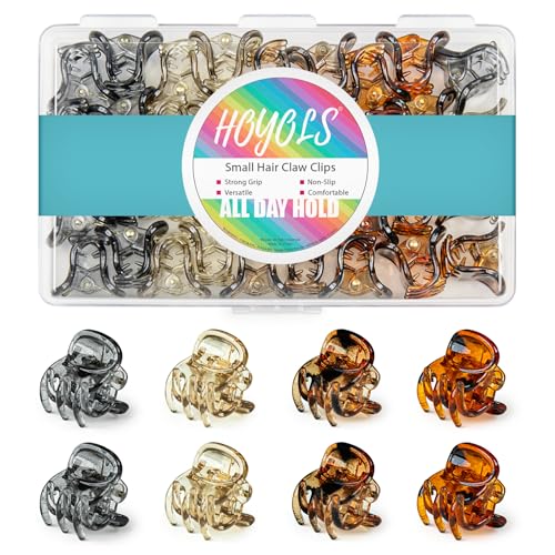 HOYOLS 36 Pcs Kleine Schildkr?te Haar Krallen Clips, Mini Half Up Kunststoff Haarclips für Frauen M?dchen, Starke Griff Anti-Rutsch Kiefer Clips für dünnes kurzes Haar (Amber Glow Mix Farbe) von HOYOLS