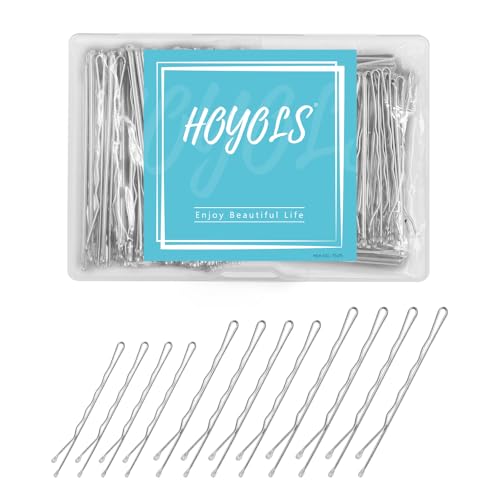 HOYOLS Haarnadeln für Damen, silberfarben, 150 Stück in 3 Größen (4,8 cm, 6,1 cm, 6,1 cm, 6,9 cm), Dutt-Clips, Dutt-Clips, rutschfest, für dickes und dünnes Haar von HOYOLS