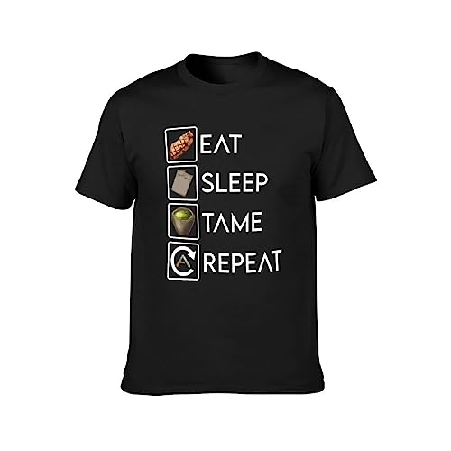 Ark Survival Evolved Eat Sleep Tame Repeat Mens Black T-Shirt XL von HObiba