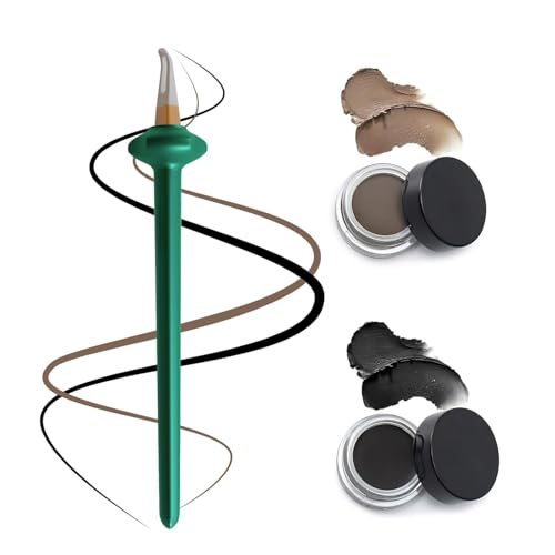Eyeliner-Gel Set mit Silikonpinsel – Langanhaltende Creme Eyeliner in Schwarz & Braun + Eyeshadow-Werkzeuge in Grün & Schwarz, Winged Make-up Kit mit Schablone von HPFVHRDCE