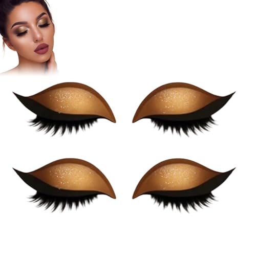 Lazy Eye Shadow Eyelash Patch – 3-in-1 Wiederverwendbare Selbstklebende Lidschatten-Wimpern-Aufkleber mit Eyeliner – Schnelles Augen-Make-up für Alle Augenformen (2 Paar, Gold) von HPFVHRDCE