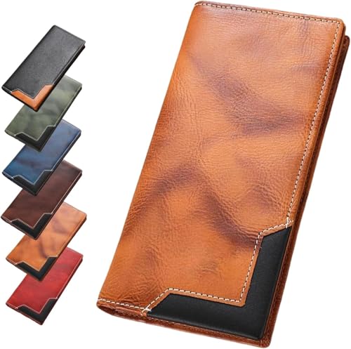 Titel: Herren Leder Bifold Geldbörse, Vintage Rindsleder Western Karte Halter, Große Kapazität Echtes Leder Wallet für den täglichen Gebrauch Titel: Herren Leder Bifold Geldbörse, Vintage Rindsleder Western Karte Halter, Große Kapazität Echtes Leder Wallet für den täglichen Gebrauch von HPFVHRDCE