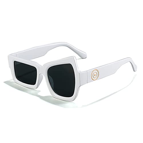 Asymmetrische Sonnenbrille Damen Vintage Sonnenbrille für Herren UV-Schutz-Sonnenbrille, C9 Weiß, Einheitsgröße von HPIRME