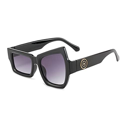 Asymmetrische Sonnenbrille Damen Vintage Sonnenbrille für Herren UV-Schutzbrille, C1 Schwarz, Einheitsgröße von HPIRME