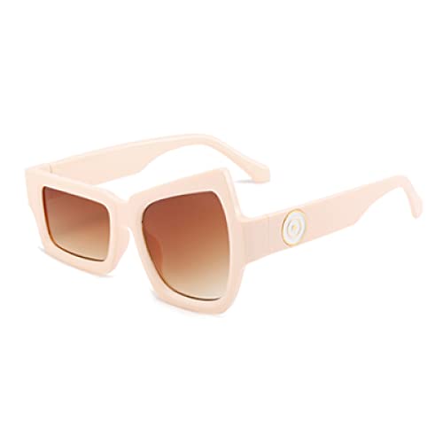 Asymmetrische Sonnenbrille für Damen, Vintage-Sonnenbrille für Herren, UV-Schutz, C8 Beige, Einheitsgröße von HPIRME