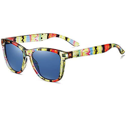 Damen Polarisierte Sonnenbrille UV400 Herren Sonnenbrille Bunte Brillengestelle Radfahren Fahren Sport Reisen Brillen,Bunt Blau,Einheitsgröße von HPIRME