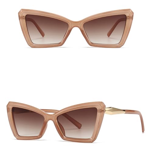 HPIRME Cat-Eye-Sonnenbrille für Damen, Retro-Sonnenbrille, UV400, Dekoration, Brille, Damen, Braun, Einheitsgröße von HPIRME