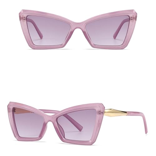 HPIRME Cat-Eye-Sonnenbrille für Damen, Retro-Sonnenbrille, UV400-Dekoration, Brillen für Damen, Lila, Rosa, Einheitsgröße von HPIRME