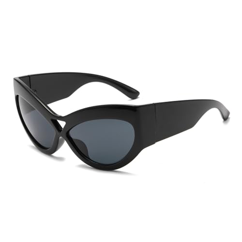HPIRME Cat-Eye-Sonnenbrille mit großem Rahmen, Retro, UV400, großes Spiegelbein, Sonnenbrille, Punk-Stil, Schutzbrille, weiblich, 2, Einheitsgröße von HPIRME