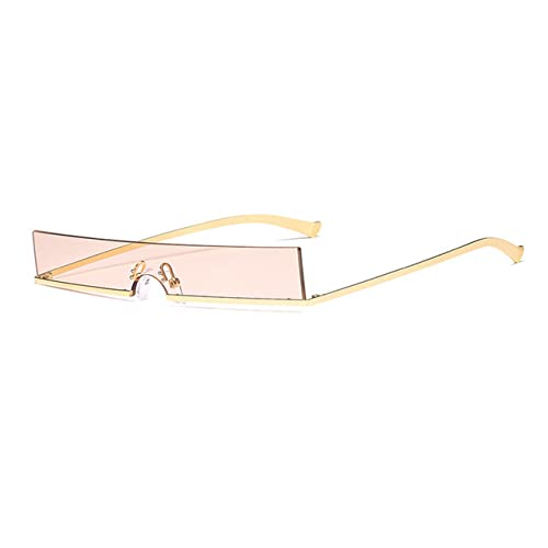 HPIRME Halbrahmen Kleine Rechteckige Sonnenbrille Damen One Piece Shades Herren,Godlen Champagne,Einheitsgröße von HPIRME