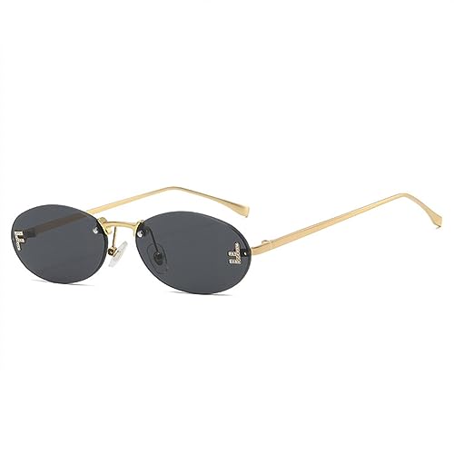 HPIRME Katzenaugen-Sonnenbrille, weiblich, Outdoor, Einkaufen, Sonnenbrille, randlos, Autobrille, Brille, Retro-Buchstabe, ovale Sonnenbrille, Sonnenbrille, C1, Einheitsgröße von HPIRME