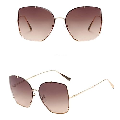 HPIRME Metall-Sonnenbrille Damen Retro Mirrorr Grey Gradient Sonnenbrille Damen Übergroßer UV-Schutz, 5, Einheitsgröße von HPIRME