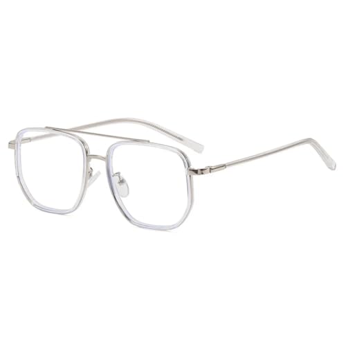 HPIRME Modische Brille für Damen, Form Doppelsteg, Herren (transparentes Silber) von HPIRME