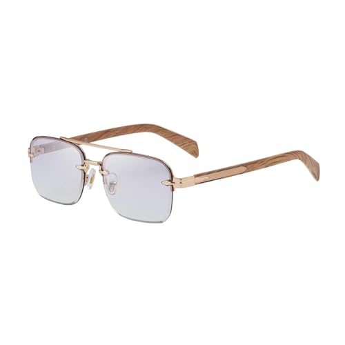 HPIRME Modische Herrenbrille mit polygonalem Schnitt, rahmenlos, trendiger Schattenspiegel für draußen (Silber) von HPIRME