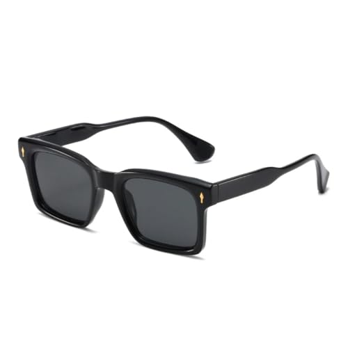 HPIRME Modische Nieten Herren Candy Color Brillen Shades UV400 Damen Klare Linse Rahmen (Schwarz Grau) von HPIRME