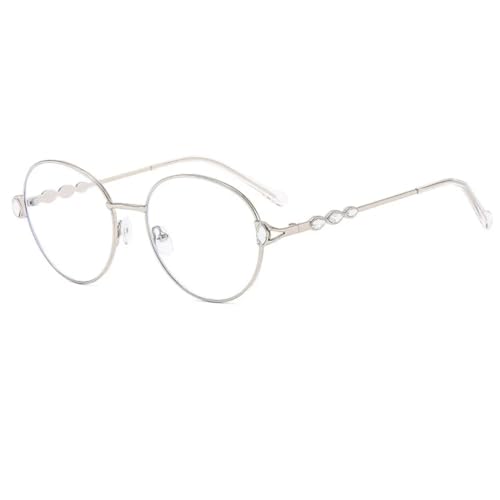 HPIRME Ovale Retro-Brille aus Metall für Damen, modisch, klare Ozeanlinse, UV400, Sonnenbrille im Punk-Stil (Silber) von HPIRME