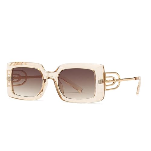 HPIRME Quadratische Herren-Sonnenbrille mit dekorativem Metallbein (Beige) von HPIRME