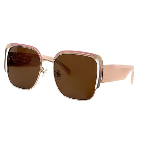 HPIRME Quadratische Sonnenbrille für Damen, Vintage-Sonnenbrille mit großem Rahmen, Damen-Reisebrille, UV400, 2, Einheitsgröße von HPIRME