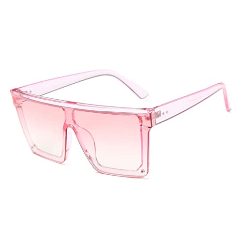 HPIRME Quadratische übergroße Sonnenbrille für Frauen mit flachem Spiegel, weibliche Sonnenbrille, großer Rahmen, UV400, Rosa, Einheitsgröße von HPIRME