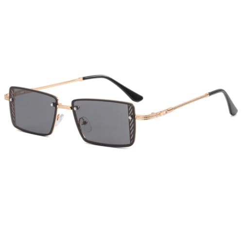 HPIRME Rechteckige Brille für Damen, modisch, UV-Schutz, für Damen und Herren (Goldgrau) von HPIRME