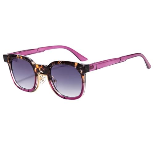 HPIRME Retro-Brille, UV400, modische Dekoration im Punk-Stil für Männer und Frauen (Lila-Leopard-Grau) von HPIRME