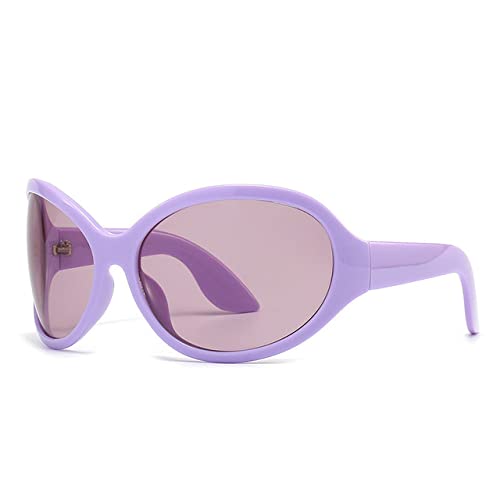 HPIRME Retro übergroße ovale Sonnenbrille für Frauen, Männer, Brille, Brille, weibliche Sonnenbrille, UV400-Brille, Lila, Einheitsgröße von HPIRME