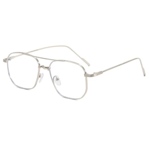 HPIRME Stil Brille Damen Form Doppelsteg Mann Frauen (Silber) von HPIRME