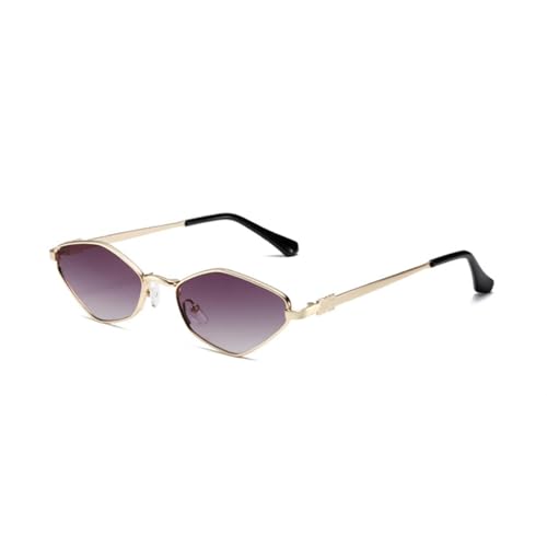 HPIRME Trendy Retro Rhombenbrille Punk Gold Metallrahmen Autofahrer Modebrille (Einheitsgröße/C2 Gold Grau) von HPIRME