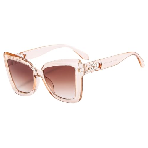 HPIRME Vintage Cat Eye Sonnenbrille Damen, quadratisch, kleiner Rahmen, Sonnenbrille, Damenbrille, UV400, C6, Einheitsgröße von HPIRME