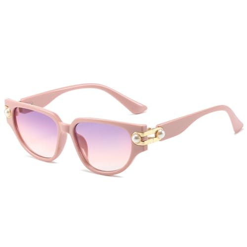 HPIRME Vintage Cat Eye Sonnenbrille Damen Sonnenbrille für Damen Perle Damenbrille UV400,Rosa Lila Rosa,Einheitsgröße von HPIRME