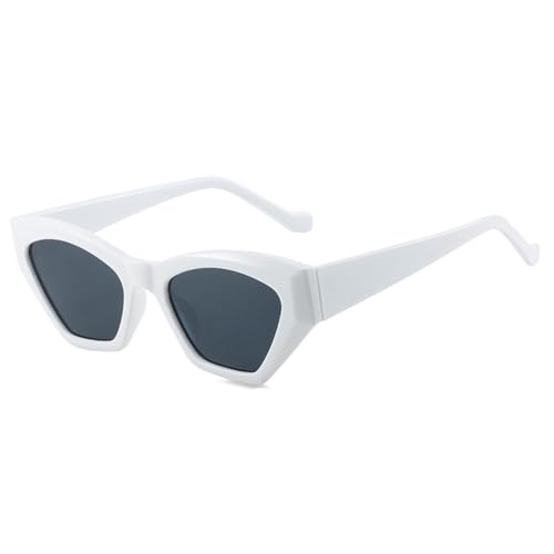 HPIRME Vintage Cat-Eye-Sonnenbrille für Damen, quadratische Sonnenbrille, weiblich, Retro-Sonnenbrille, UV400, C7, Weiß, Schwarz, Einheitsgröße von HPIRME