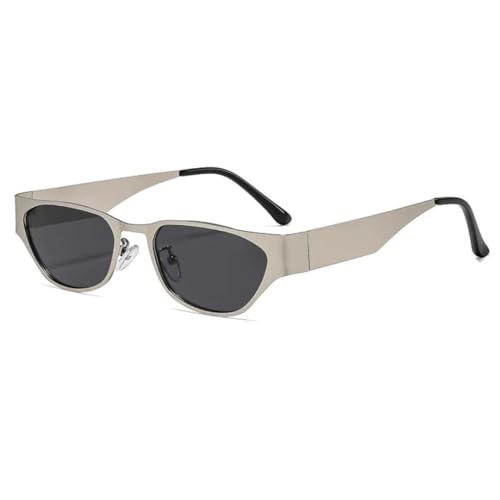 HPIRME Vintage-Mode Metall Kleiner Rahmen Damen für Herren Punk Luxus Hip Hop Brille UV (Silber-Schwarz) von HPIRME