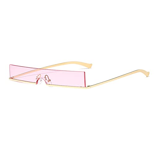 Half Frame Small Rectangle Sonnenbrille Damen One Piece Shades Herren, Golden Pink, Einheitsgröße von HPIRME