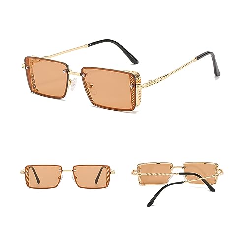 Metall-Sonnenbrille im Punk-Stil für Herren, Vintage, kleiner Rahmen, quadratische Brille für Damen, UV400, 3, Einheitsgröße Metall-Sonnenbrille im Punk-Stil für Herren, Vintage, kleiner Rahmen, quadratische Brille für Damen, UV400, 3, Einheitsgröße von HPIRME
