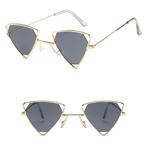 Punk-Sonnenbrille für Damen, Vintage-Brille, durchbrochener Metallrahmen, Sonnenbrille für Herren, Gold, Schwarz, Einheitsgröße von HPIRME