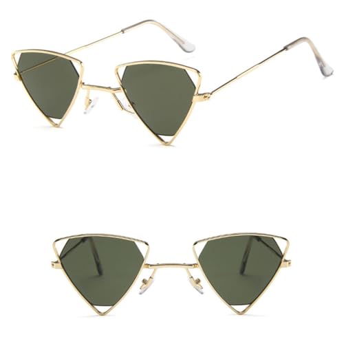 Punk-Sonnenbrille für Damen, Vintage-Brille, durchbrochener Metallrahmen, Sonnenbrille für Herren, Goldgrün, Einheitsgröße von HPIRME