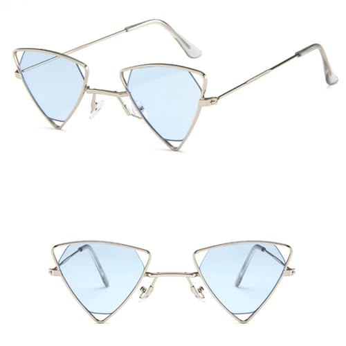 Punk-Sonnenbrille für Damen, Vintage-Brille, durchbrochener Metallrahmen, Sonnenbrille für Herren, Silberblau, Einheitsgröße von HPIRME