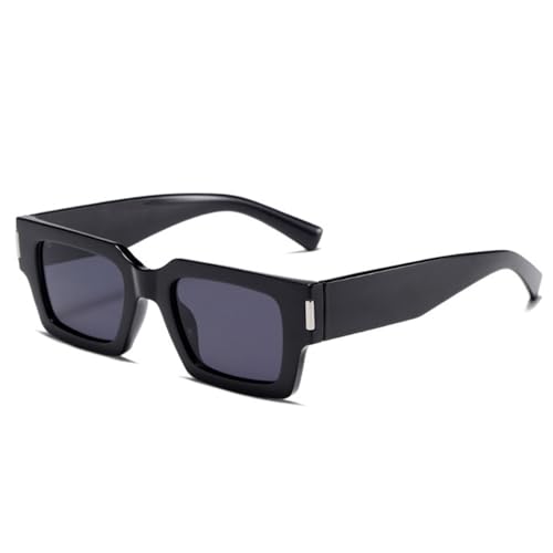 Quadratische Luxus-Sonnenbrille für Damen, UV400, Vintage-Sonnenbrille für Herren, Nieten, Schwarz, Grau, Einheitsgröße von HPIRME