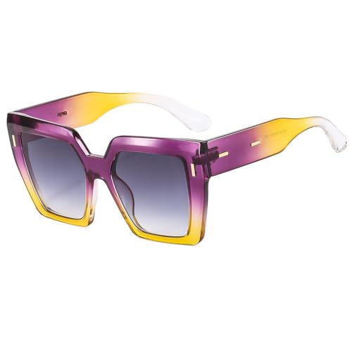 Quadratische Sonnenbrille Damen Vintage Big Shades Herren Sonnenbrille UV400 Übergroße Brillen, LILA, Einheitsgröße von HPIRME