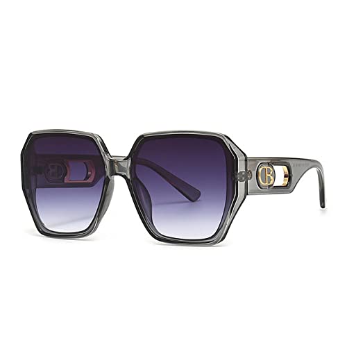 Quadratische Sonnenbrille für Damen und Herren, großer Rahmen, Vintage-Sonnenbrille, Grau, Einheitsgröße von HPIRME