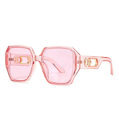 Quadratische Sonnenbrille für Damen und Herren, großer Rahmen, Vintage-Sonnenbrille, Rosa, Rosa, Einheitsgröße von HPIRME