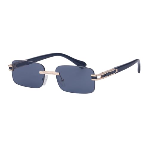 Randlose Sonnenbrille mit quadratischem Rahmen, Damen-Sonnenbrille, Herren, rahmenlose Sonnenbrille, Gold mit Schwarz, Einheitsgröße von HPIRME