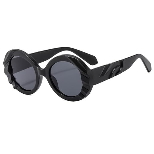 Runde Sonnenbrille Damen Herren PC-Linsenrahmen Vintage-Stil Lässiger Outdoor-Sonnenschutz UV400,C1,Einheitsgröße von HPIRME