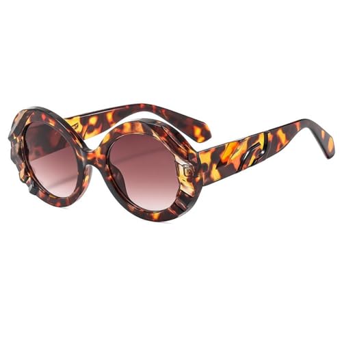 Runde Sonnenbrille Damen Herren PC-Linsenrahmen Vintage-Stil Lässiger Outdoor-Sonnenschutz UV400,C6,Einheitsgröße von HPIRME
