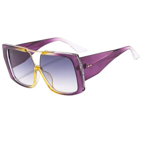 Übergroße quadratische Sonnenbrille Damen Vintage Herren Sonnenbrille Shades UV400 Männlich Weiblich,BLAU,Einheitsgröße von HPIRME